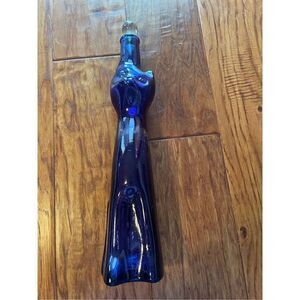 Decorative Cat Kitten Glass Bottle - Blue Glass for Oil Vinegar